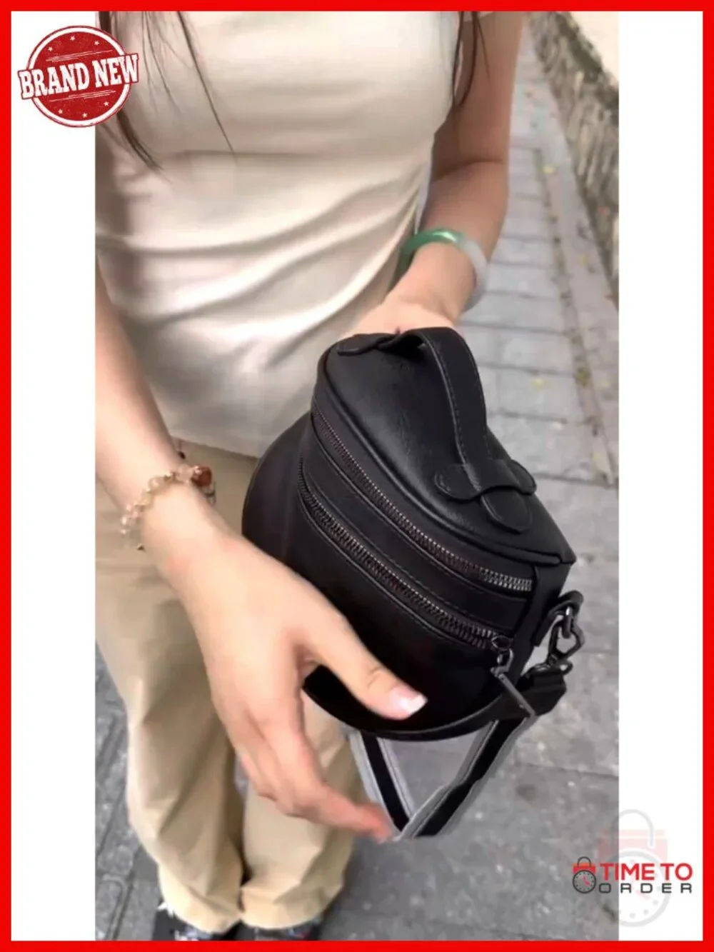 Vegan Leather Crossbody Bag with Wide Adjustable Strap Lightweight Purse